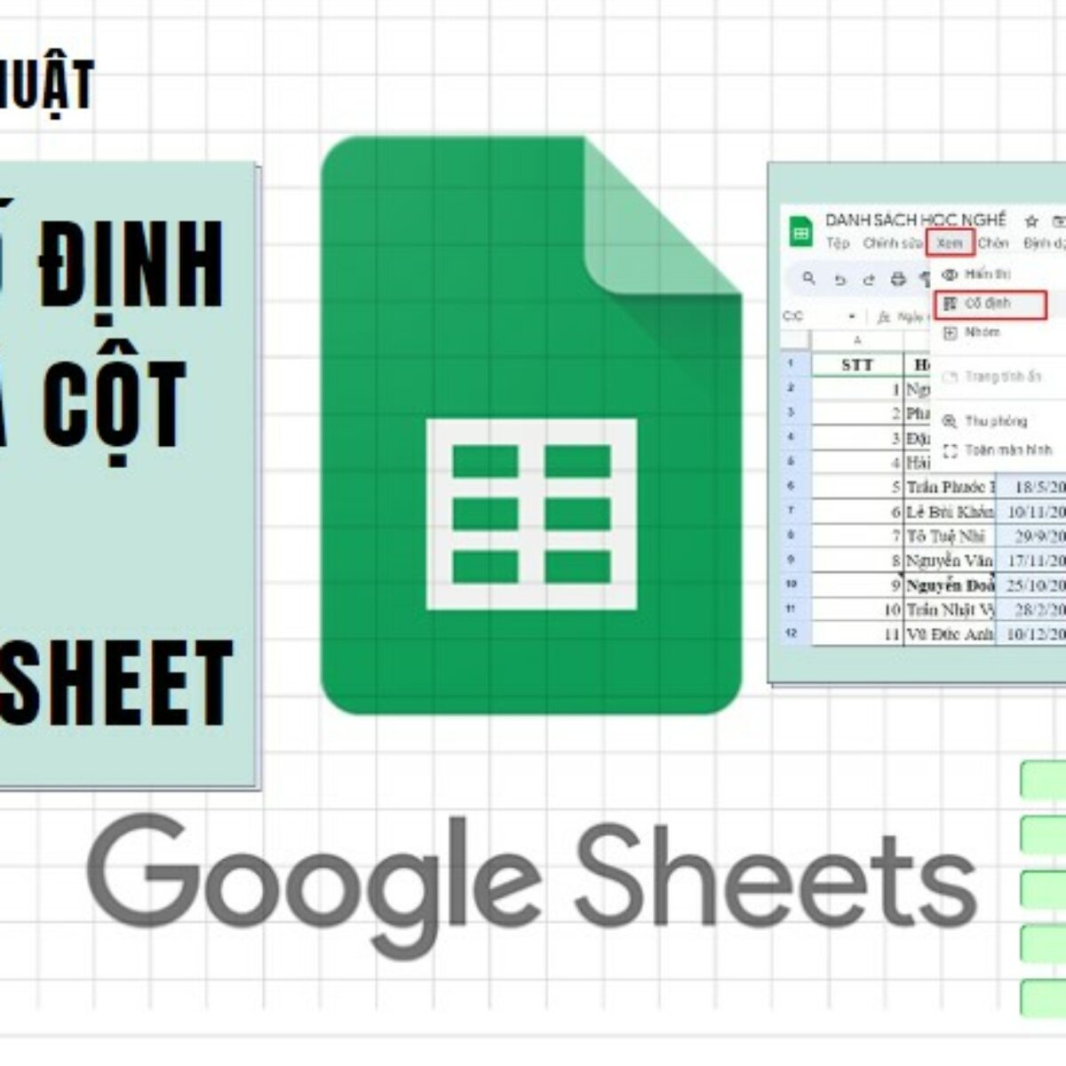 Cách cố định hàng và cột trong Google Sheets