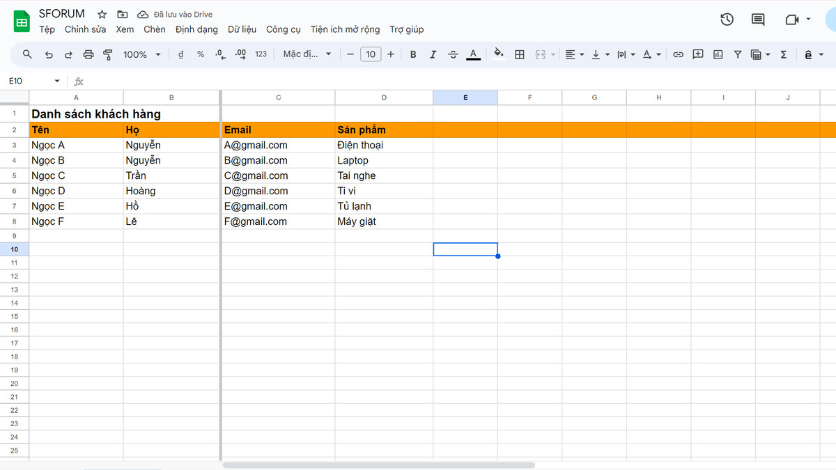 cách cố định hàng cột trong google sheet